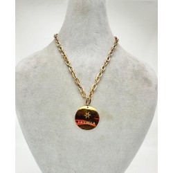 Bronz Yazılı Zincirli Kolye